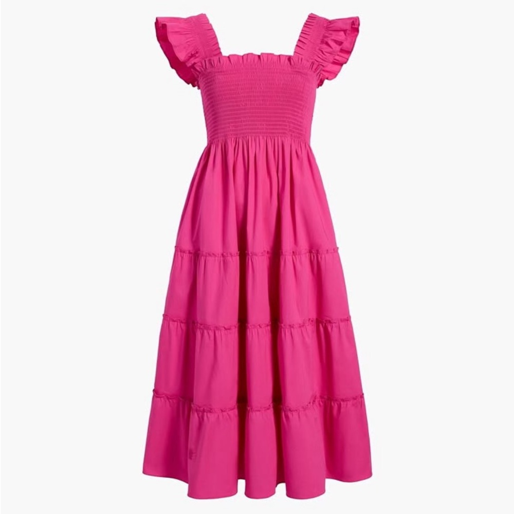 Hill House Home The Ellie Nap Dress Poppy Pink Poplin Size XS